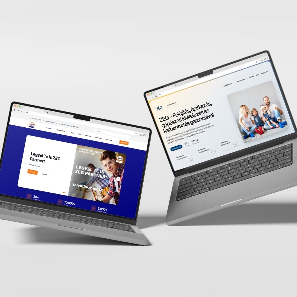 Two websites developed by Marketing Puzzle for ZÉG displayed on laptops.